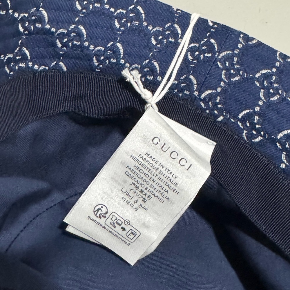 Gucci Navy White GG Monogram Bucket Hat - Picture 5 of 5